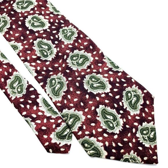 Joseph Abboud Silk‎ Tie Print Brownish Red Floral Paisley Wide - Picture 1 of 6